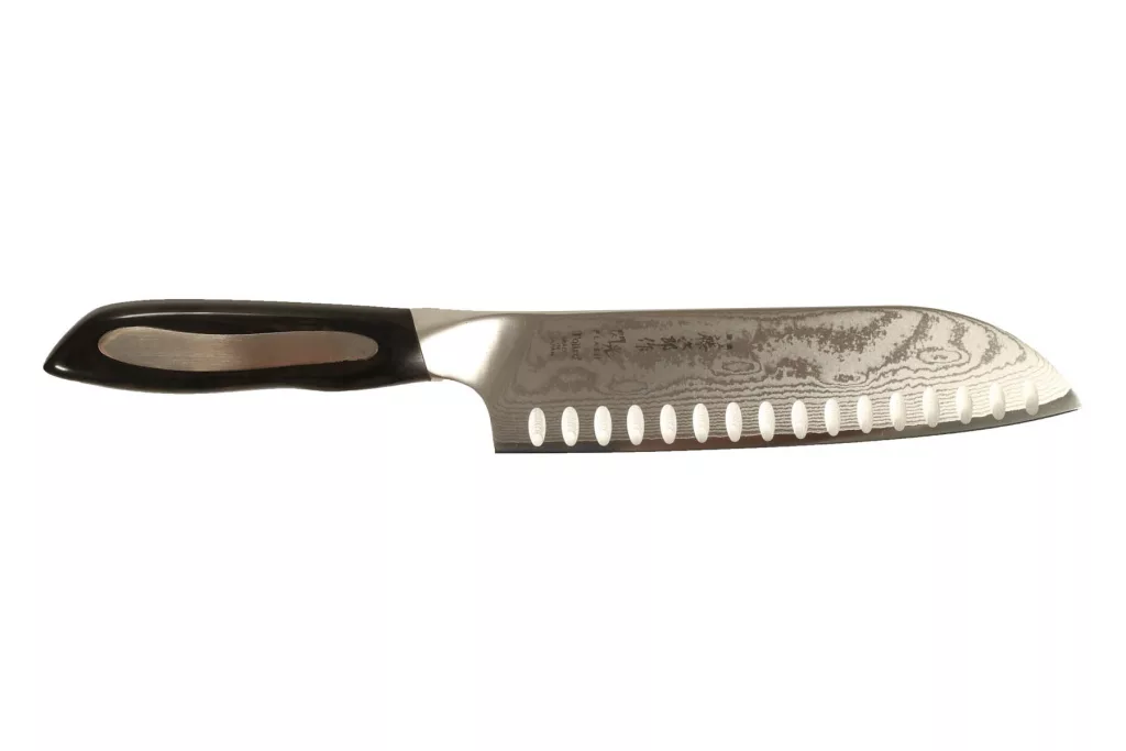 Couteau de cuisine japonais santoku 18 cm Tojiro Flash avec lame alvéolée